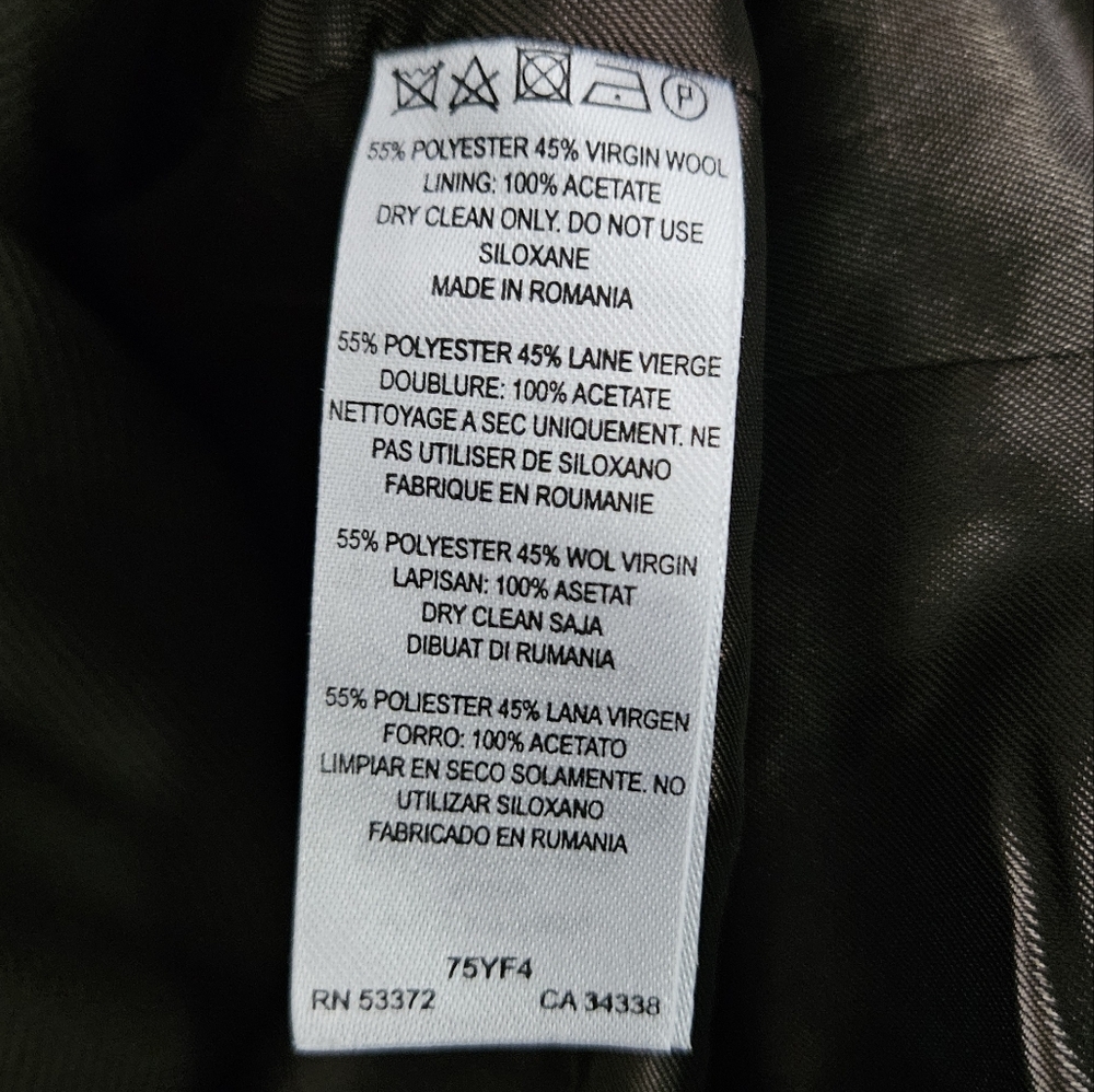 French Connection Green Structured Wool Blend Peacoat Size 0 - Picture 6 of 6